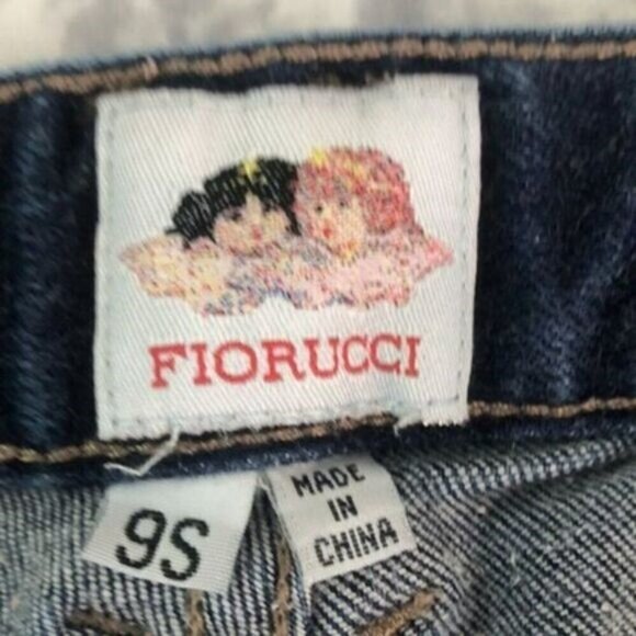 Fiorucci Flare Jeans Sailor Pockets Button Fly Bootcut Y2K VINTAGE Dark Denim 9S - Picture 12 of 13